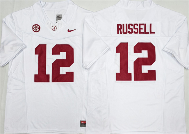 Men's White Alabama Crimson Tide #12 Keelon Russell 2026 F.U.S.E Stitched Football Jersey